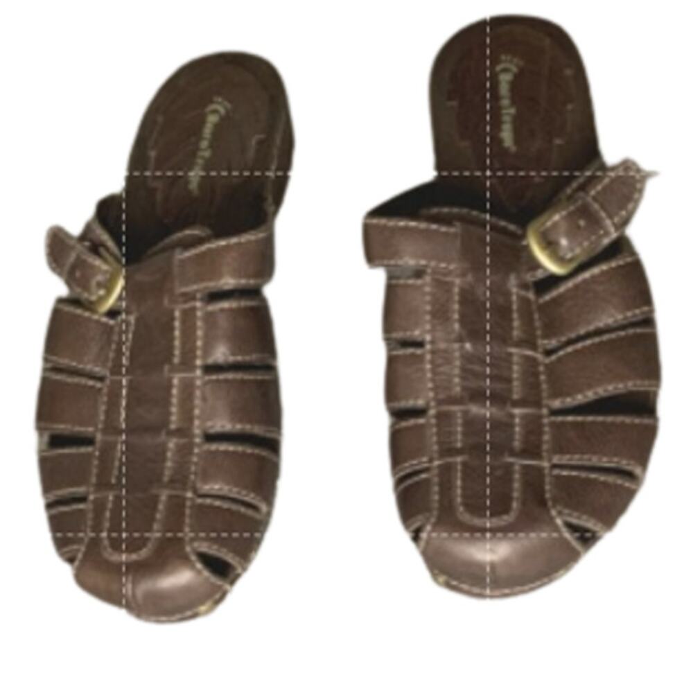 BareTraps Women's Slip-On Open Strap Studded Clog Sandal Leather Brown Size 8 M
